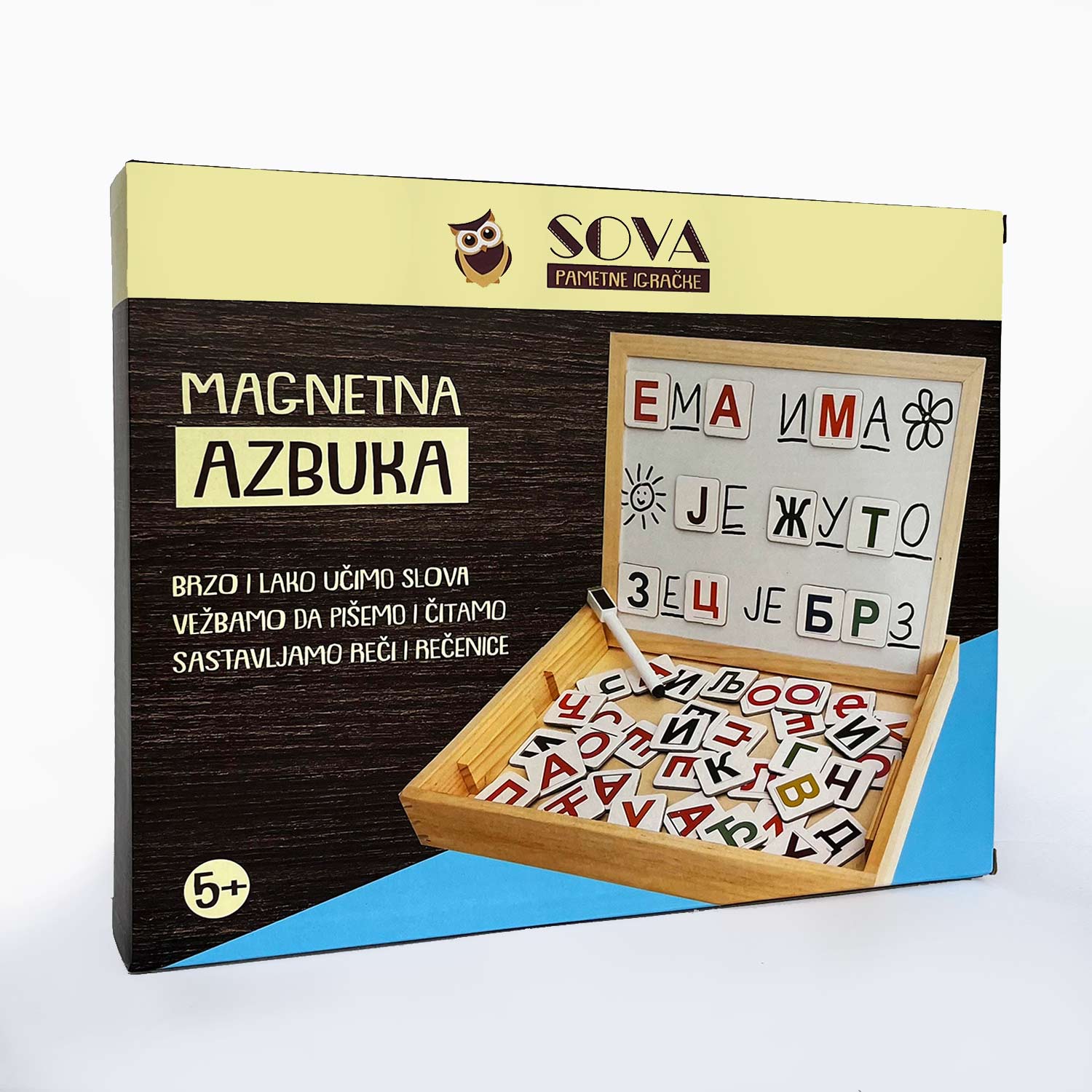 SOVA MAGNETNA AZBUKA U DRVENOJ KUTIJI